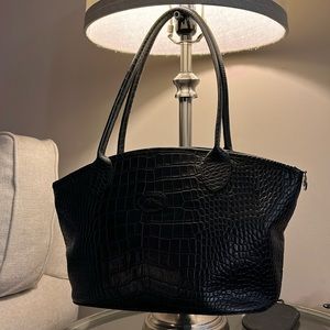 Longchamp Roseau Croc-Embossed Shoulder Tote